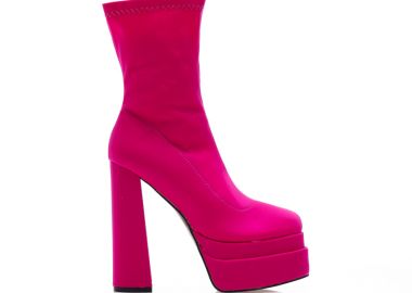 Μποτάκια φούξια υφασμάτινα δίπατα με φερμουάρ ΦΟΥΞΙΑ - Tsoukalas - 