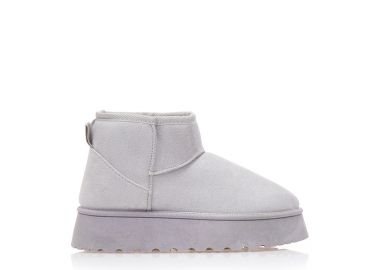 Μποτάκια γκρι σουέτ δίπατα με εσωτερική γούνα ΓΚΡΙ - Tsoukalas - 
