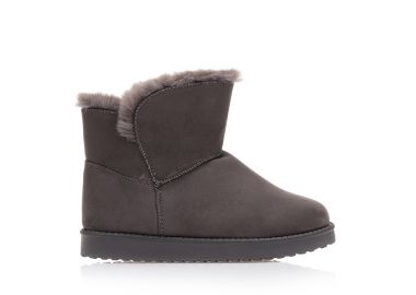 Μποτάκια γκρι σουέτ με εσωτερική γούνα ΓΚΡΙ - Tsoukalas - 