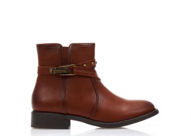 Μποτάκια κάμελ δερματίνη με ιδιαίτερη αγκράφα και τρουκς ΚΑΜΕΛ - Tsoukalas - 