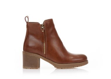 Μποτάκια κάμελ με διακοσμητικό φερμουάρ ΚΑΜΕΛ - Tsoukalas - 