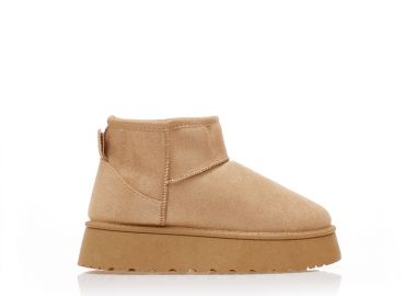 Μποτάκια κάμελ σουέτ δίπατα με εσωτερική γούνα ΚΑΜΕΛ - Tsoukalas - 