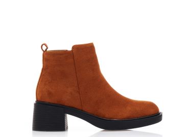 Μποτάκια κάμελ σουέτ με φερμουάρ ΚΑΜΕΛ - Tsoukalas - 