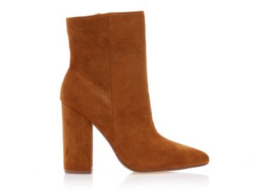 Μποτάκια κάμελ σουέτ με φερμουάρ μυτερά ΚΑΜΕΛ - Tsoukalas - 