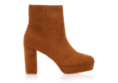 Μποτάκια κάμελ σουέτ με φιάπα και φερμουάρ ΚΑΜΕΛ - Tsoukalas - 