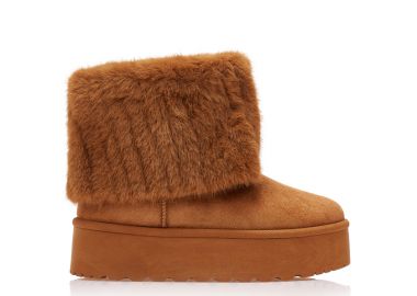 Μποτάκια κάμελ σουέτ με γούνα ΚΑΜΕΛ - Tsoukalas - 