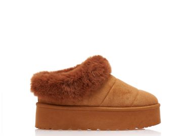 Μποτάκια κάμελ σουέτ με γουνάκι ΚΑΜΕΛ - Tsoukalas - 