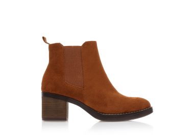 Μποτάκια κάμελ σουέτ με λάστιχο και φερμουάρ ΚΑΜΕΛ - Tsoukalas - 