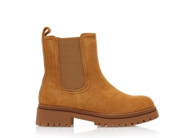 Μποτάκια κάμελ σουέτ με στρας και λάστιχο ΚΑΜΕΛ - Tsoukalas - 