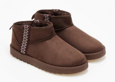 Μποτάκια κοντά με γούνα και ρέλι - Καφέ - Issue - 