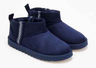 Μποτάκια κοντά με γούνα και ρέλι - Μπλε - Issue - 