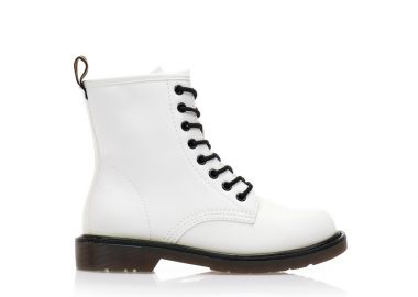 Μποτάκια λευκά δερματίνη δετά ΛΕΥΚΟ - Tsoukalas - 