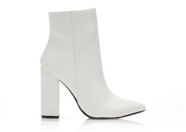 Μποτάκια λευκό δερματίνη μυτερά με φερμουάρ ΛΕΥΚΟ - Tsoukalas - 