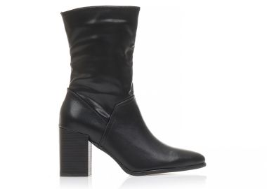 Μποτάκια μαύρα δερματίνη ΜΑΥΡΟ - Tsoukalas - 