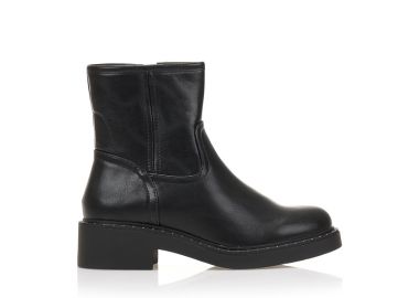 Μποτάκια μαύρα δερματίνη με διακοσμητικά τρουκς ΜΑΥΡΟ - Tsoukalas - 