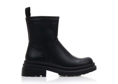 Μποτάκια μαύρα δερματίνη με φερμουάρ ΜΑΥΡΟ - Tsoukalas - 