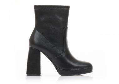 Μποτάκια μαύρα δερματίνη με φερμουάρ ΜΑΥΡΟ - Tsoukalas - 