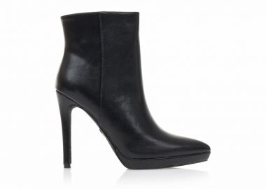 Μποτάκια μαύρα δερματίνη με φιάπα μυτερά ΜΑΥΡΟ - Tsoukalas - 