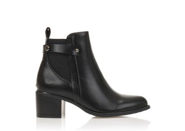 Μποτάκια μαύρα δερματίνη με λάστιχο και τρουκς ΜΑΥΡΟ - Tsoukalas - 