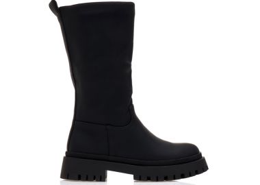 Μποτάκια μαύρα δερματίνη με τρακτερωτή σόλα ΜΑΥΡΟ - Tsoukalas - 