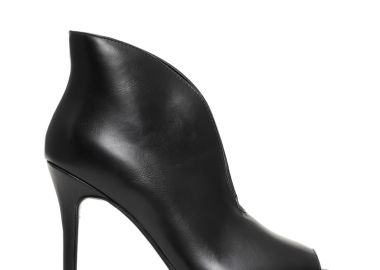 Μποτάκια μαύρα δερματίνη peep toe με άνοιγμα ΜΑΥΡΟ - Tsoukalas - 