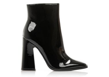 Μποτάκια μαύρα λουστρίνι με τεράγωνο τελείωμα ΜΑΥΡΟ - Tsoukalas - 