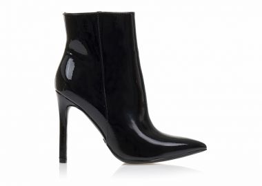 Μποτάκια μαύρα λουστρίνι μυτερά ΜΑΥΡΟ - Tsoukalas - 