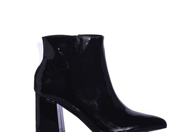 Μποτάκια μαύρα λουστρίνι μυτερά ΜΑΥΡΟ - Tsoukalas - 