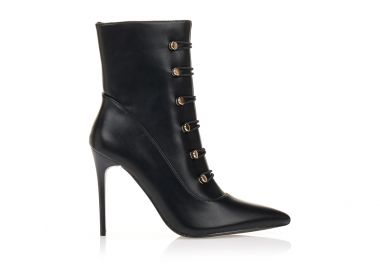 Μποτάκια μαύρα με χρυσά κουμπώματα ΜΑΥΡΟ - Tsoukalas - 