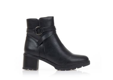 Μποτάκια μαύρα με διακοσμητική τόκα ΜΑΥΡΟ - Tsoukalas - 