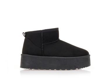 Μποτάκια μαύρα σουέτ δίπατα ΜΑΥΡΟ - Tsoukalas - 