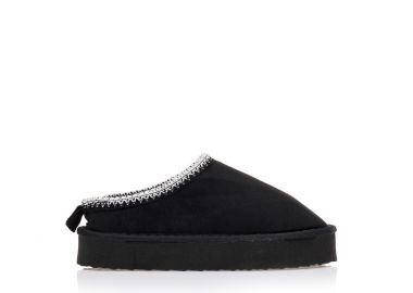 Μποτάκια μαύρα σουέτ δίπατα με εσωτερική γούνα ΜΑΥΡΟ - Tsoukalas - 