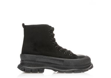 Μποτάκια μαύρα σουέτ ΜΑΥΡΟ - Tsoukalas - 