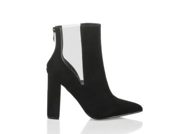 Μποτάκια μαύρα σουέτ με διαφάνεια ΜΑΥΡΟ - Tsoukalas - 