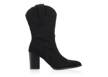 Μποτάκια μαύρα σουέτ με διακοσμητικές ραφές ΜΑΥΡΟ - Tsoukalas - 