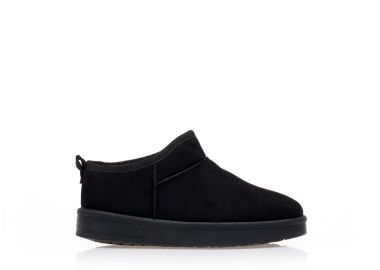 Μποτάκια μαύρα σουέτ με εσωτερική γούνα ΜΑΥΡΟ - Tsoukalas - 