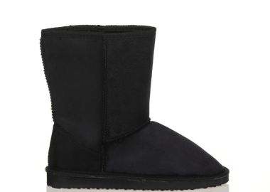 Μποτάκια μαύρα σουέτ με εσωτερική γούνινη επένδυση ΜΑΥΡΟ - Tsoukalas - 