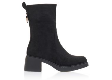 Μποτάκια μαύρα σουέτ με φερμουάρ ΜΑΥΡΟ - Tsoukalas - 