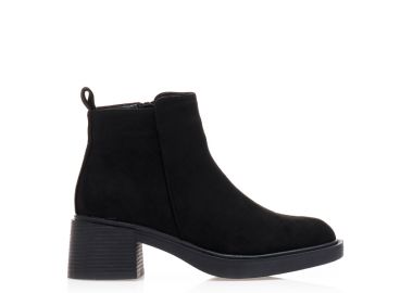 Μποτάκια μαύρα σουέτ με φερμουάρ ΜΑΥΡΟ - Tsoukalas - 