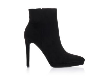 Μποτάκια μαύρα σουέτ με φερμουάρ μυτερά ΜΑΥΡΟ - Tsoukalas - 