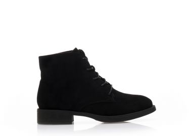 Μποτάκια μαύρα σουέτ με κορδόνια ΜΑΥΡΟ - Tsoukalas - 