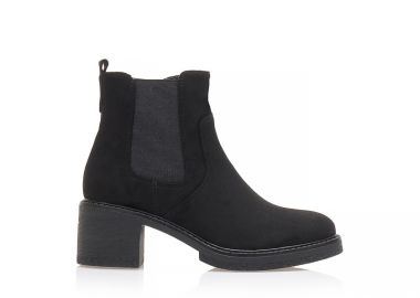 Μποτάκια μαύρα σουέτ με λάστιχο και φερμουάρ ΜΑΥΡΟ - Tsoukalas - 