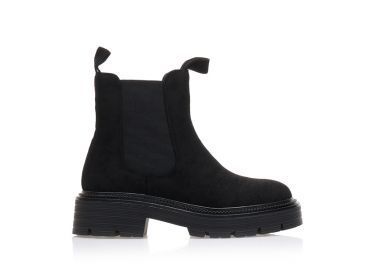 Μποτάκια μαύρα σουέτ με λάστιχο στο πλάι ΜΑΥΡΟ - Tsoukalas - 