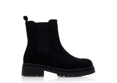 Μποτάκια μαύρα σουέτ με στρας και λάστιχο ΜΑΥΡΟ - Tsoukalas - 