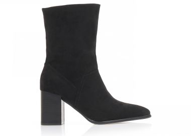 Μποτάκια μαύρα σουέτ μυτερά ΜΑΥΡΟ - Tsoukalas - 