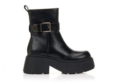 Μποτάκια με αγκράφα δίπατα ΜΑΥΡΟ - Tsoukalas - 