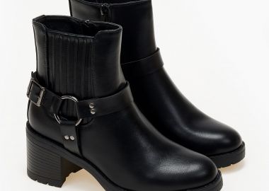 Μποτάκια με χοντρό τακούνι - Μαύρο - Issue - 