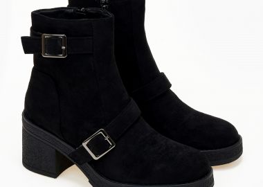 Μποτάκια με χοντρό τακούνι - Μαύρο - Issue - 