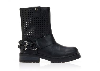 Μποτάκια με διάτρητο σχέδιο και τόκες ΜΑΥΡΟ - Tsoukalas - 