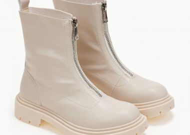 Μποτάκια με φερμουάρ - Μπεζ - Issue - 